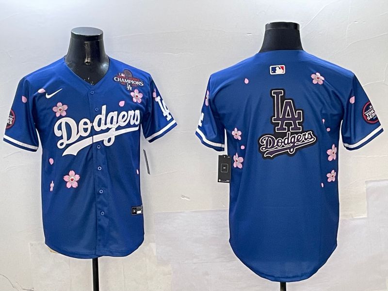 Men Los Angeles Dodgers Blank Blue Sakura Edition 2025 Nike MLB Jersey style 21->los angeles dodgers->MLB Jersey